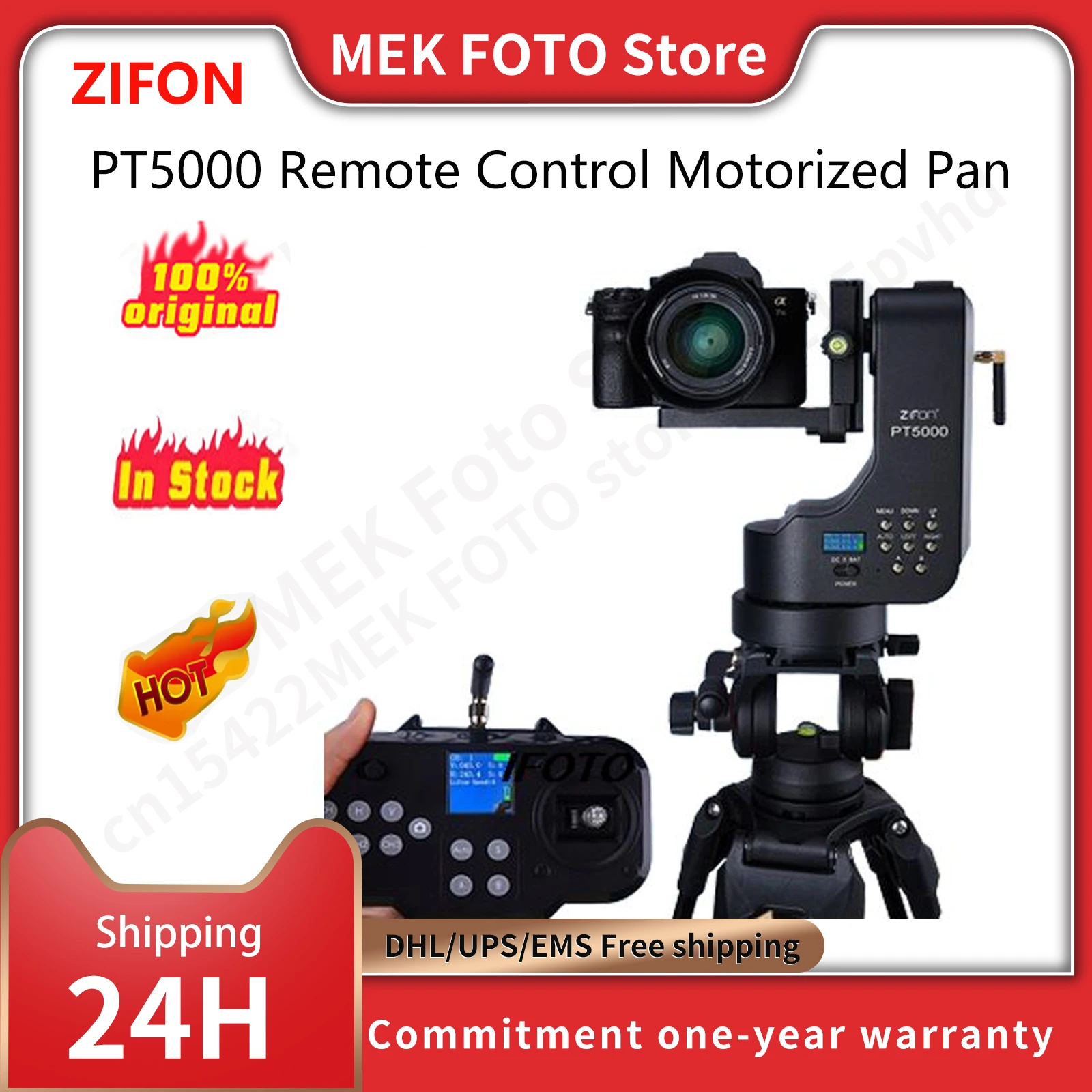 ZIFON PT5000 Wireless Remote Control Motorized Pan Tilt Head for