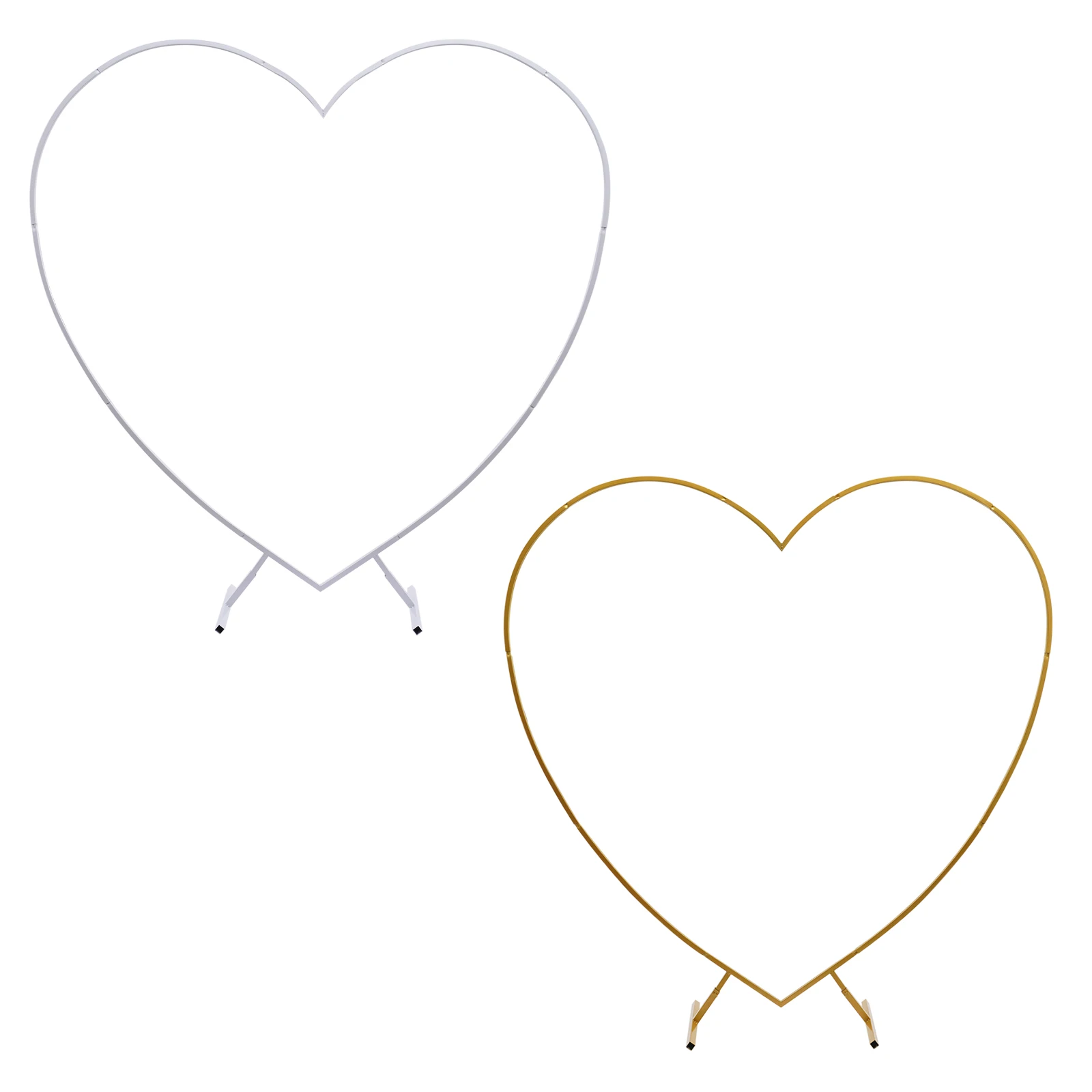 Large Size 6.89ft Gold/White Metal Heart Arch Kit Wedding Heart Arch Stand Love Column Arch Frame for Wedding&Birthday Party