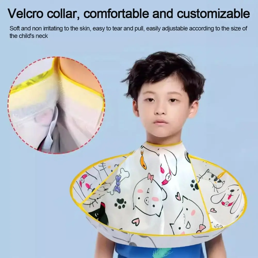 Colorful Kids Hair Cutting Cape Waterproof Cloak Umbrella Hairdresser Apron Reusable Foldable Hair Cutting Gown Home Haircut view 4