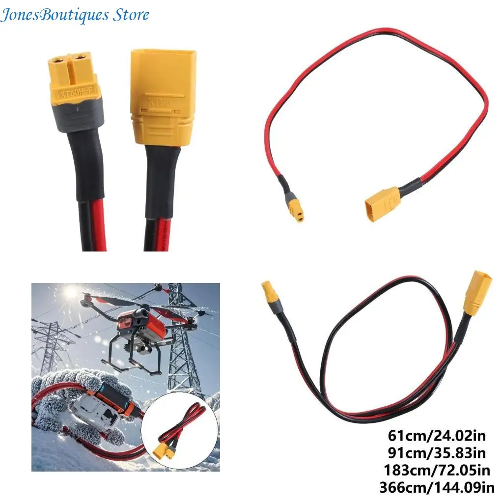 2ft to 12ft Extension Cord Wire XT60 Female to XT90 Male Connection Cable Line for Solar Power Equipment 12AWG W8KE