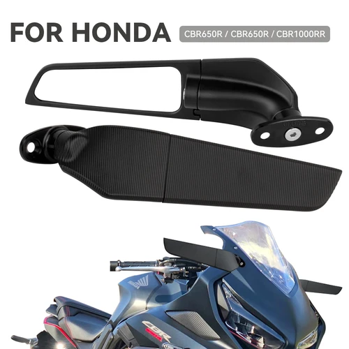 Espejo retrovisor giratorio ajustable para motocicleta, ala de viento modificada, Honda CBR650, CBR600RR, YAMAHA, Kawasaki, BMW, 2 piezas
