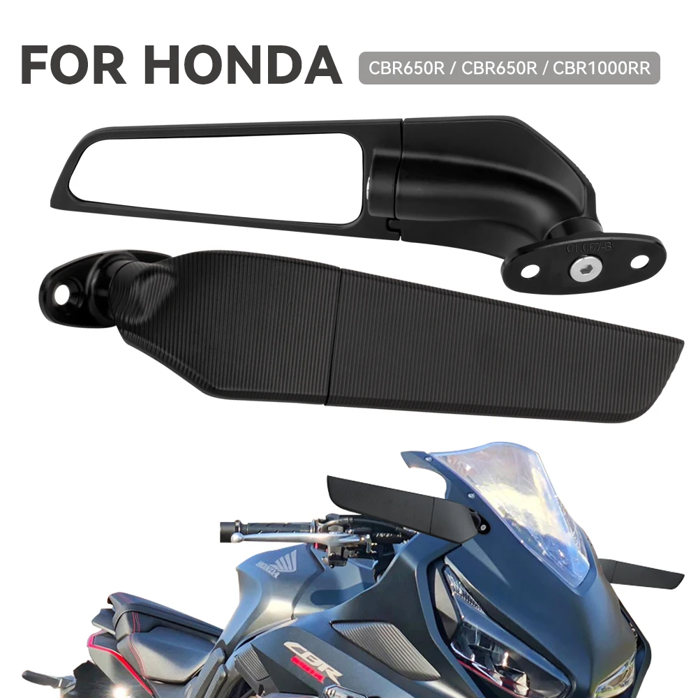 2PCS Motorcycle Mirrors Modified Wind Wing Adjustable Rotating Rearview Mirror For Honda CBR650 CBR600RR YAMAHA Kawasaki BMW