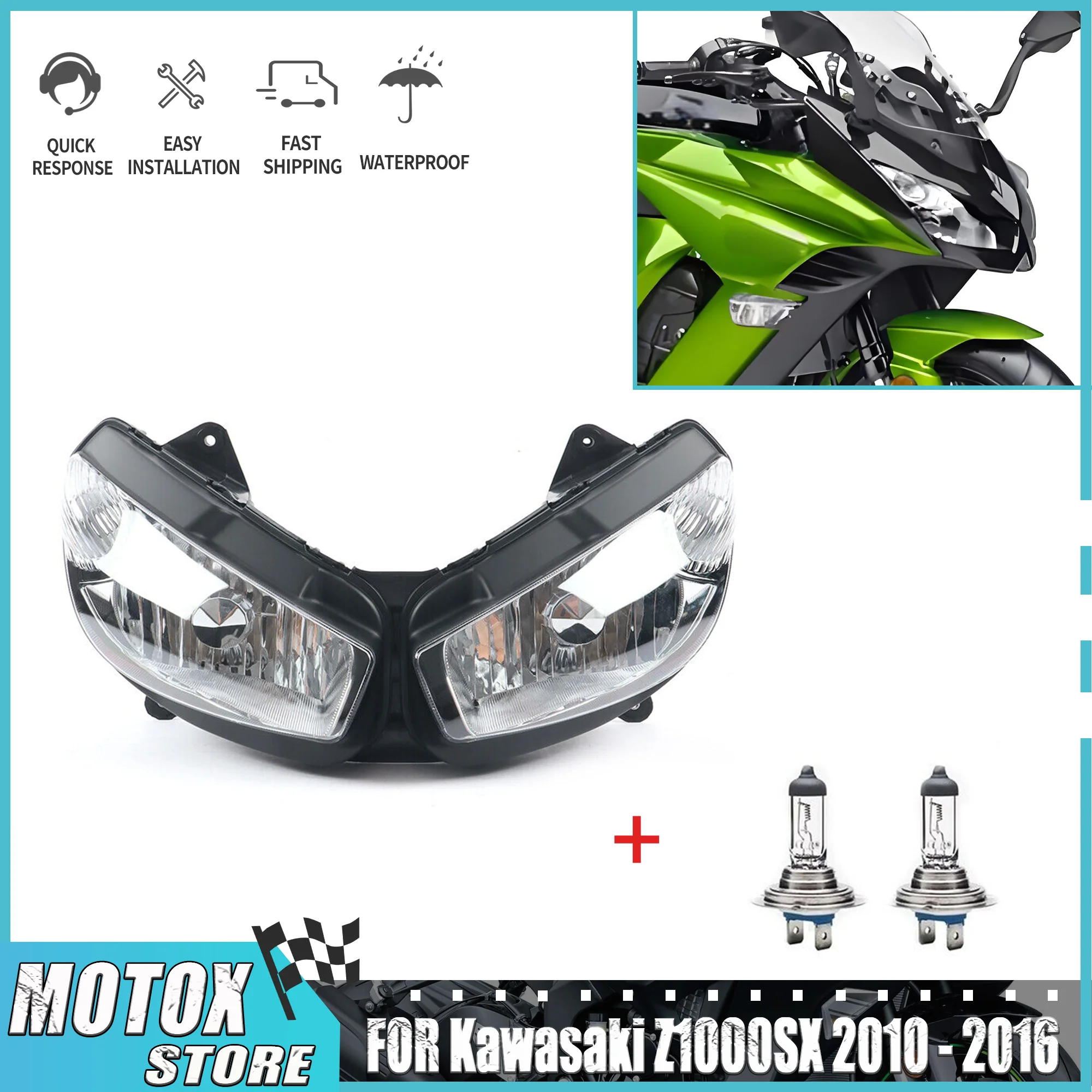 

Подходит для Z1000SX 2011-2016 Z NINJIA1000 2011-2016, фара в сборе NINJIA6500 ER 6F 2009 2010 2011 2013 2014 2015