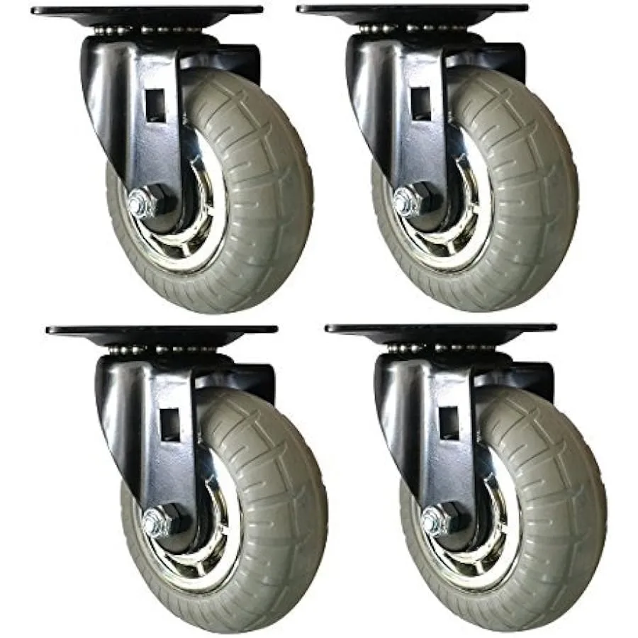 8270E Designer Casters 5 inch Soft Rubber Chrome and Black Designer Caster 4 Pack