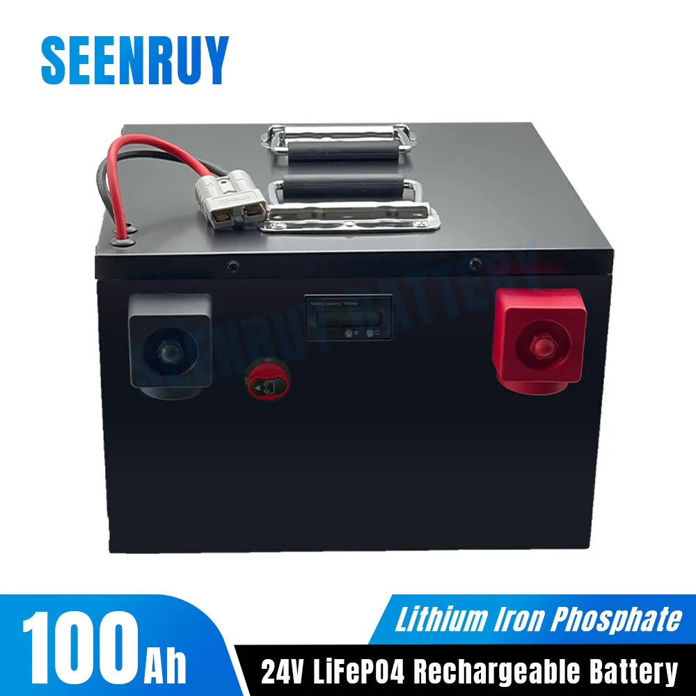 24V 100Ah Lifepo4 Battery Pack Built-in BMS Lithium Iron Phosphate for Motorhome RV Outdoor Solar Energy Eletric Car Campers