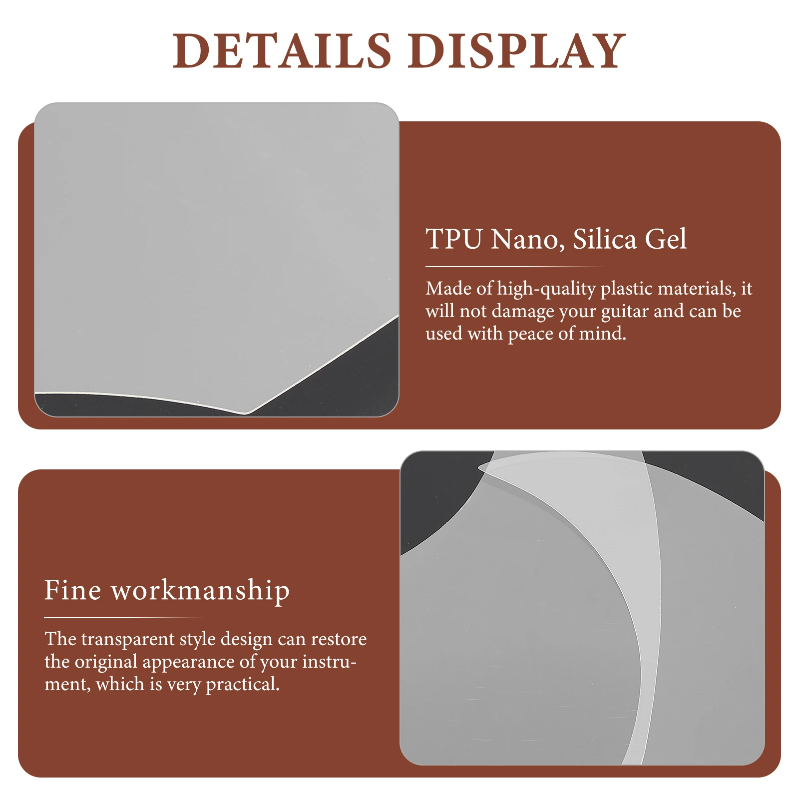 

2 Pcs Guitar Anti-scratching Plate Transparent Stickers Acoustic Parts Guitars Protective Accessories
