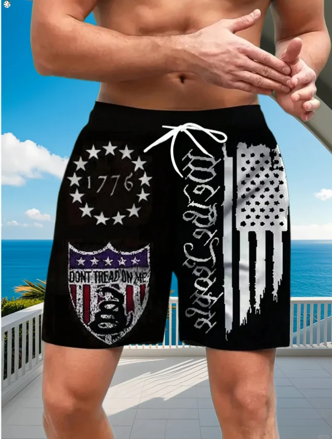 

25/26 НОВЫЕ мужские черные шорты с патриотическим флагом, повседневные шорты для спортзала, независимая летняя повседневная одежда, уличный стиль, любители фитнеса