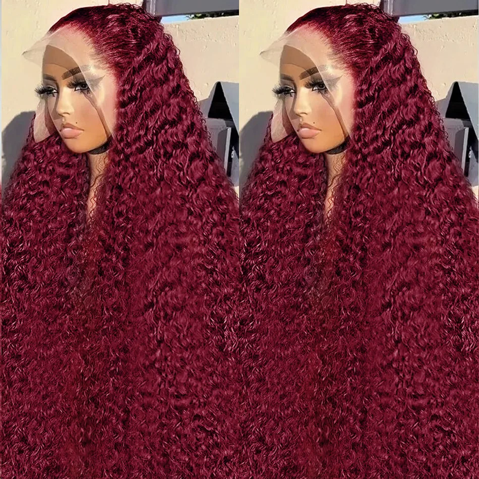 

38 Inch Loose Deep Wave Burgundy 13x6 HD Lace Frontal Wig 99j Red Curly 13x4 Lace Front Remy Brazilian FOR Women Human Hair wig