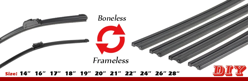 KAWOO 1pcs 8mm/6mm Car Windscreen Wiper Blades Insert Soft Rubber Strip (Refill) 14"16"17"18"19"20"21"22"24"26"28" Accessories