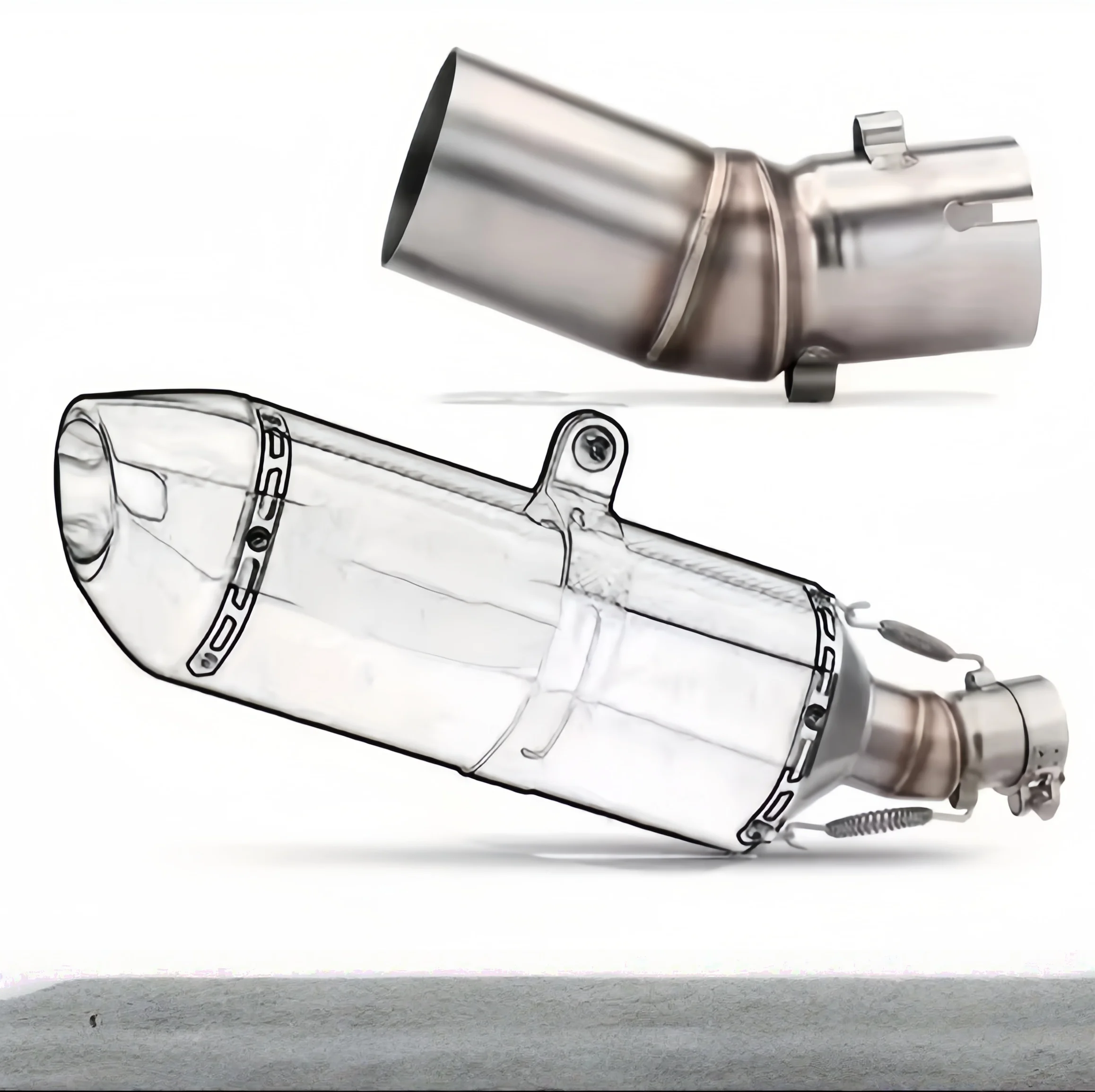 51mm Titanium Alloy Motorcycle Exhaust Mid Link Pipe Elbow Connect Tube Universal Modified Exhaust Adapter Pipe With