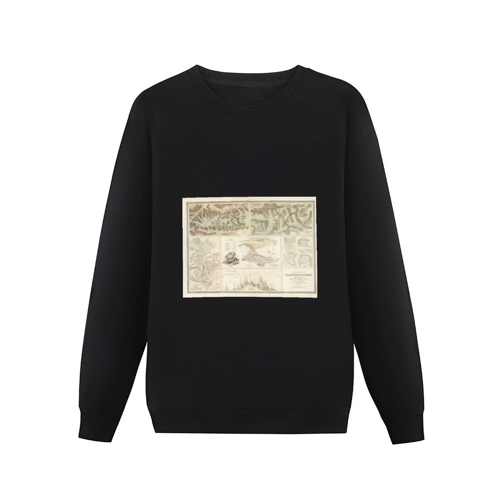 Vintage Alps Glacier Map (1854) Vintage European Geological Atlas Pullover Hoodie streetwear men oversize sweatshirts