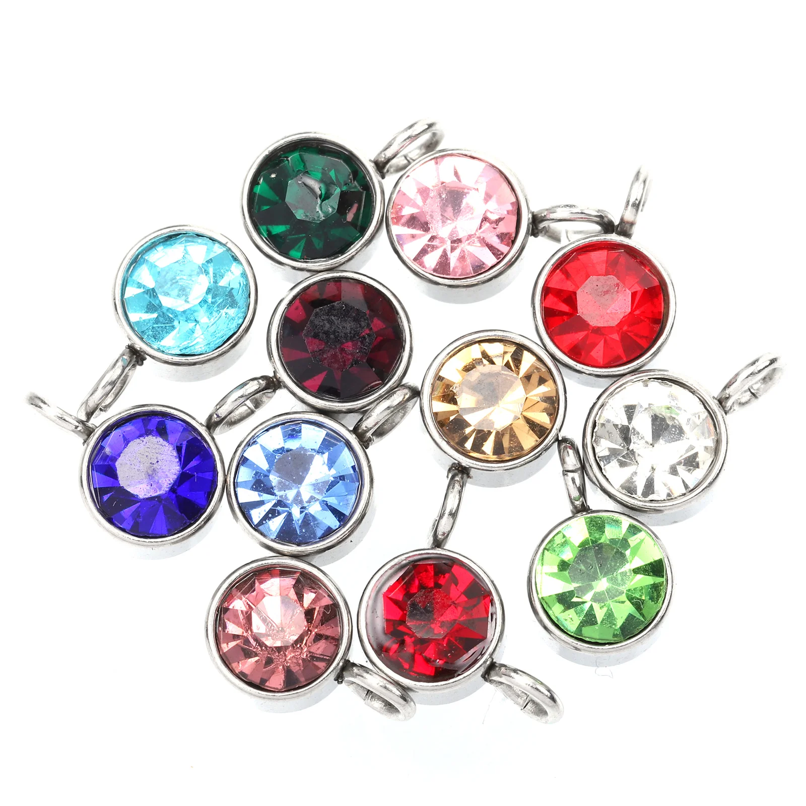 

36 Pcs Birthstone Pendant Trendy Diy Jewelry Charm Earrings Alloy Rhinestone Charms for Keychain Bulk Making