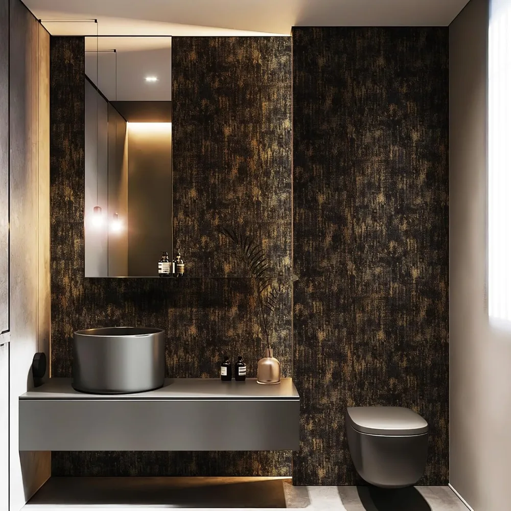 ورق جدران قابل للتقشير واللصق ذاتي اللصق معدني عتيق - غطاء جدار بتصميم خرساني صناعي حديث