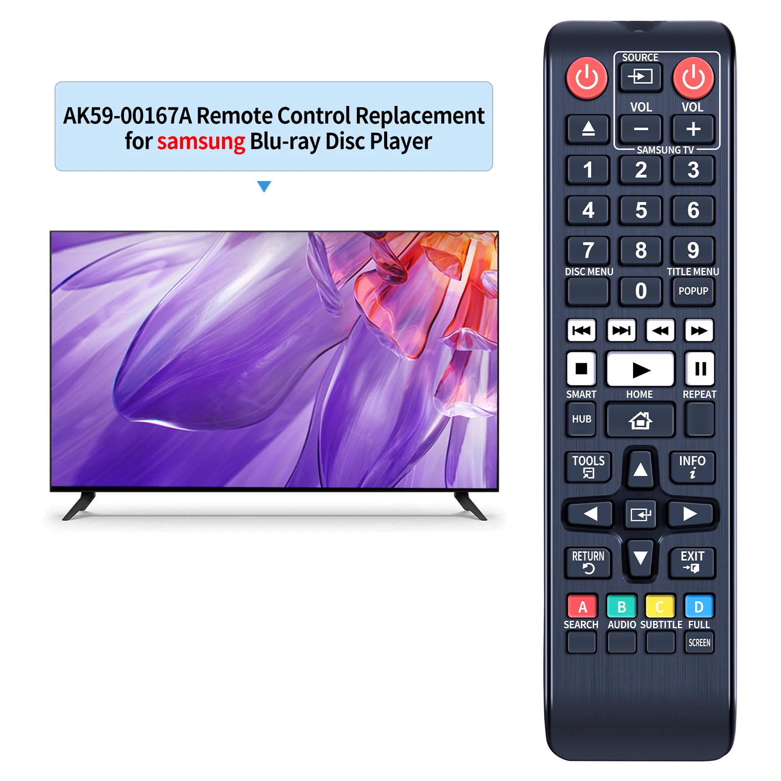 New AK59-00167A Remote Control For Samsung BD-F6700 BD-J7500 ​UBD-K8500 DVD Player