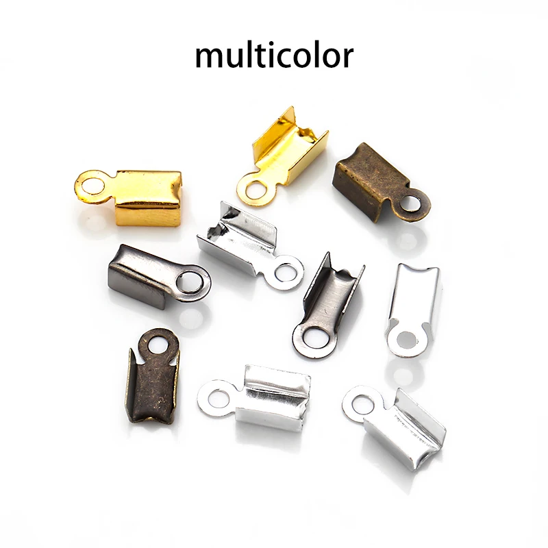 

200Pcs Iron Rope Buckle Cove Clasps Cord End Caps Leather Clip Tip Fold Connectors For DIY Jewelry Making Supplies Accessories