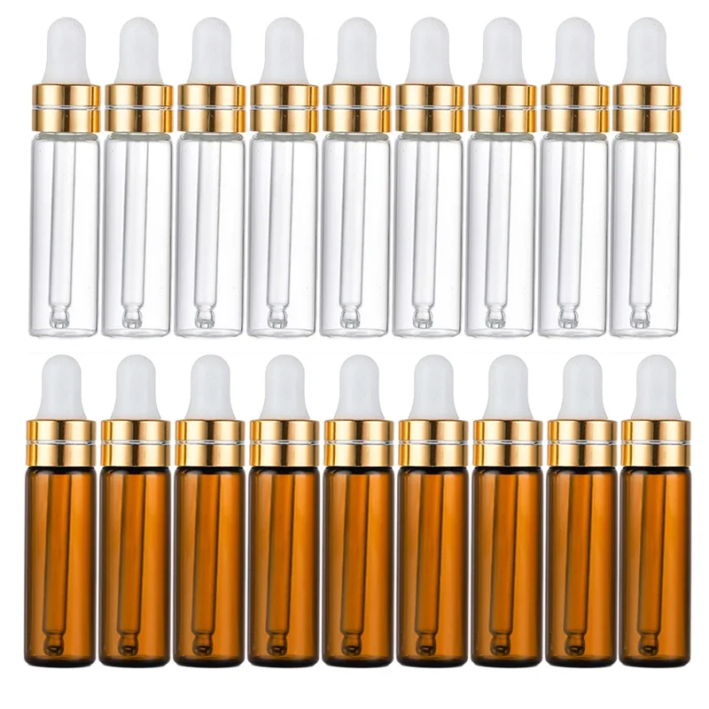 50Pcs 1/2/3/5ml Perfume Essential Oil Bottles Protable Travel Aromatherapy Liquid Dispenser Cosmetic Massage Oil Dropper Bottle