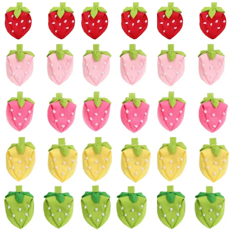 Oaoleer 2Pcs/lot Cute Strawberry Hair Clips For Baby Girls Cartoon Fruits Hairpins Barrettes Kids Headwear Hair Accessories Gift