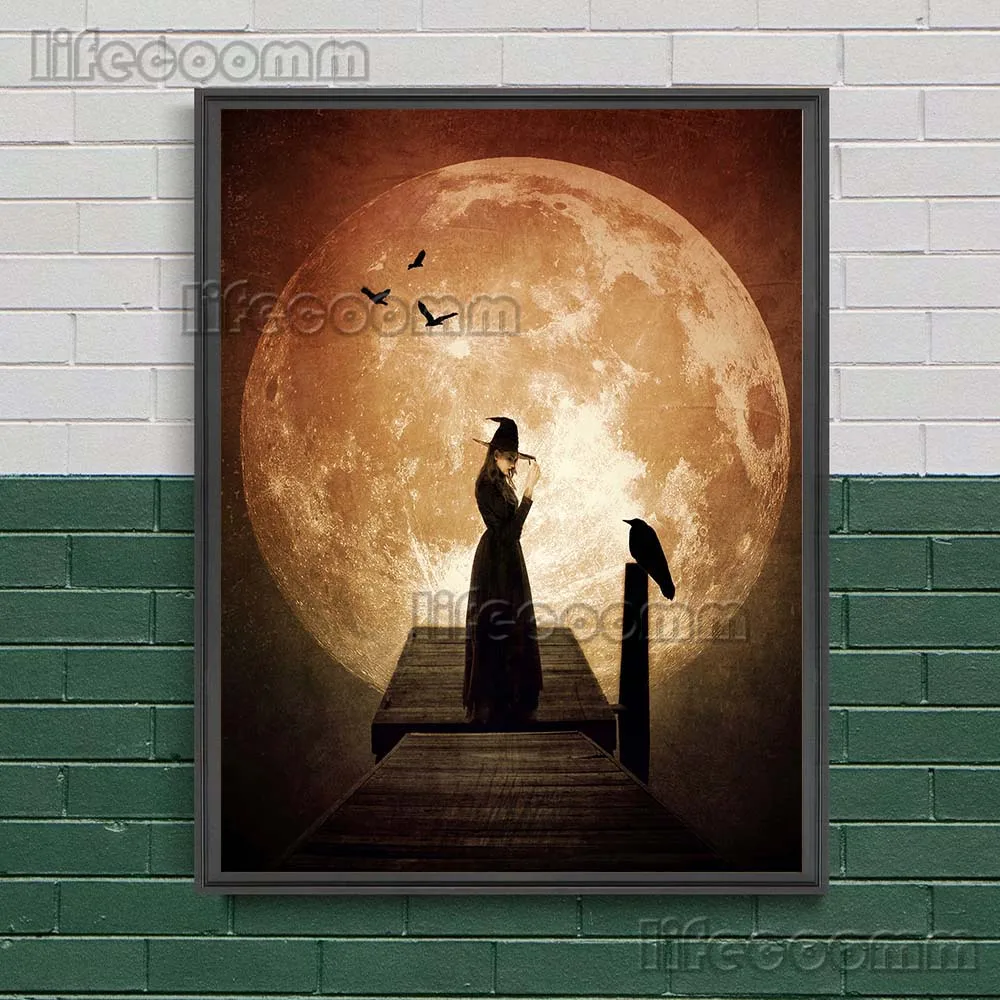 New Moon Goddess And Full Moon Gothic Witch Wall Art Canvas Painting Moon Spells And Astrology Witchcraft Poster And Print Decor