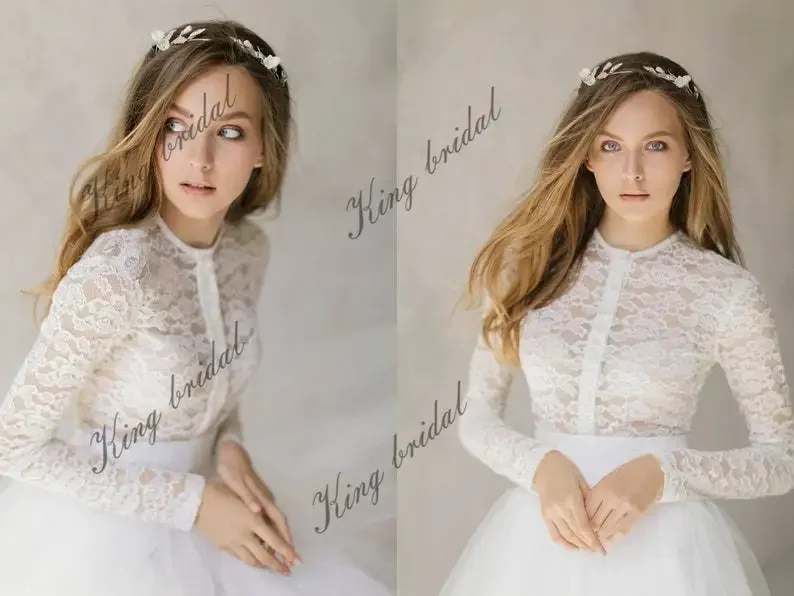 Custom Made 2026 Off White Tulle Wedding Dress Lace Wedding Gown Bohemian Bridal Separates Two Piece  Simple Wedding Dresses