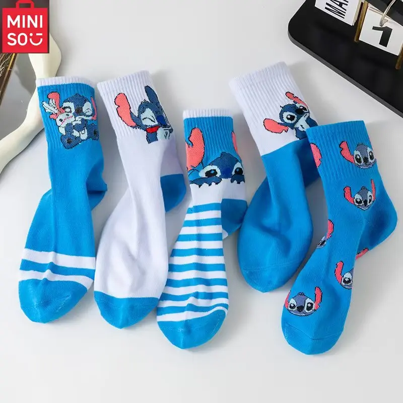 Calcetines de Anime Disney Stitch para niñas, calcetines cortos Kawaii Lilo & Stitch para mujer, calcetines de dibujos animados para niños y mujeres, regalos de navidad para niños