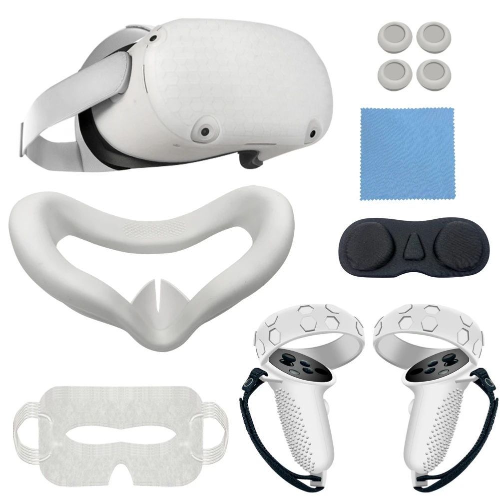 3 Color For Oculus Quest 2 Replacement Protective Lens Cover Anti-Leakage Nose Pad VR Accessories 7-Piece Set VR Shell Cover