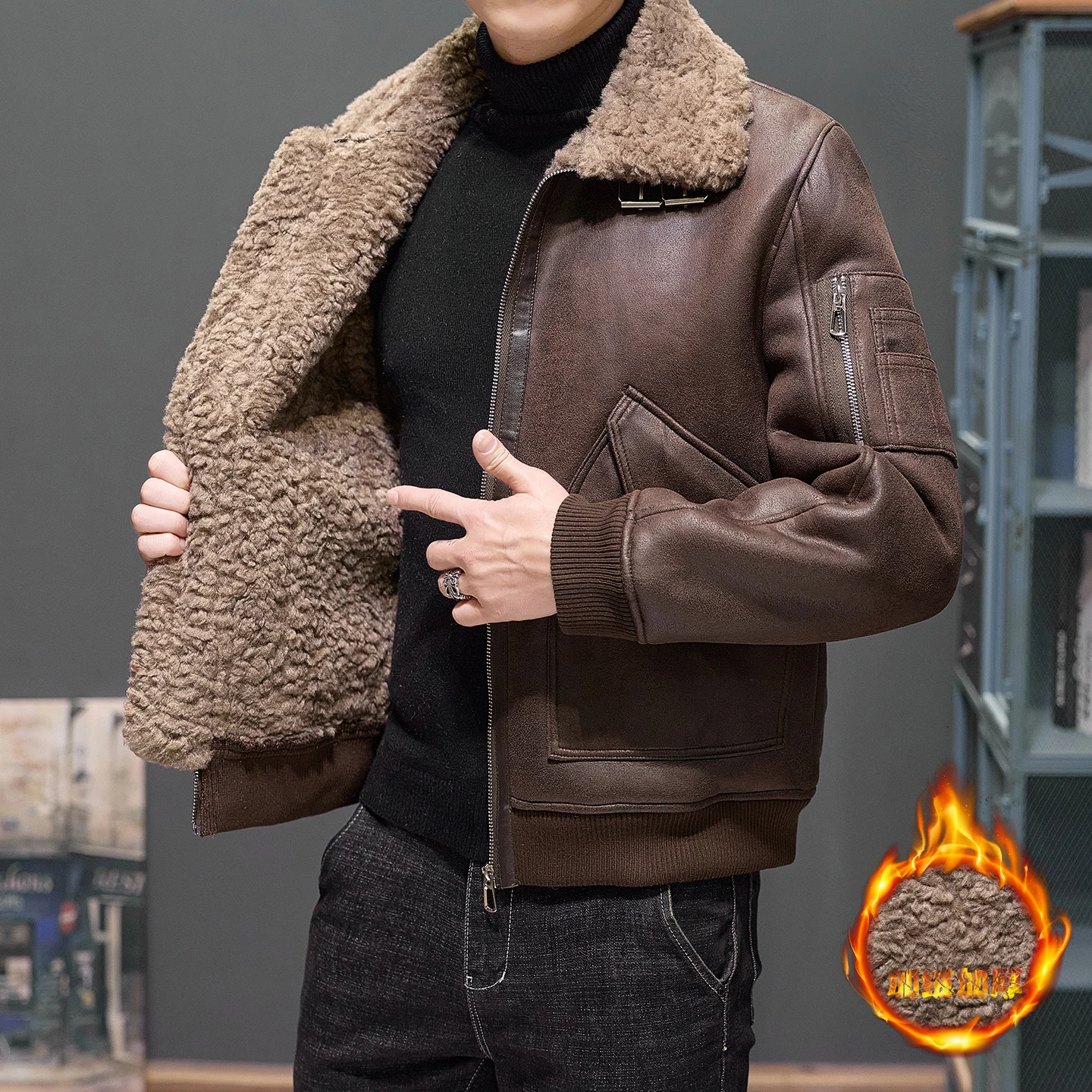 Cappotto invernale monopezzo in pelliccia di alta qualità per uomo, pecorelle alla moda, pelliccia riccia naturale ispessita e copertura esterna in pelliccia di pile