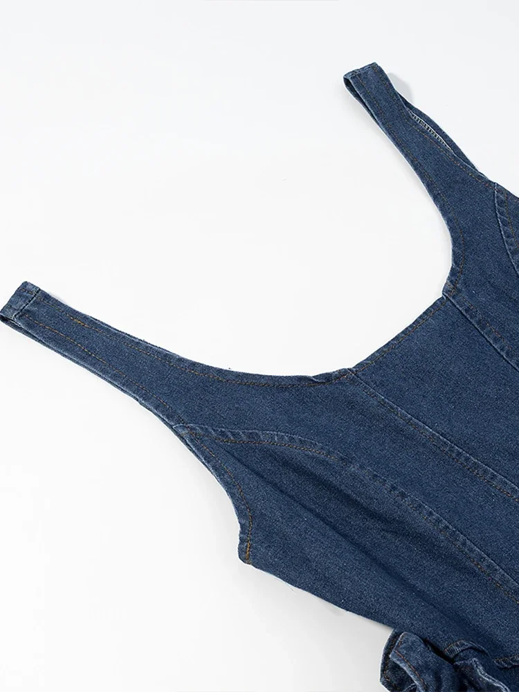 FDEY     Novo verão roupas femininas estilo europeu e americano moda tridimensional flor em camadas denim suspender vestido