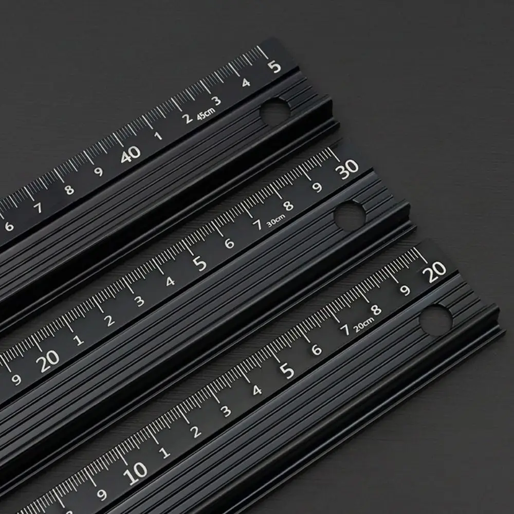 High Precision Aluminium Alloy Ruler Cut-Resistant Non-Slip Grip Straight Ruler Ink Penetration Protection Measuring Protective