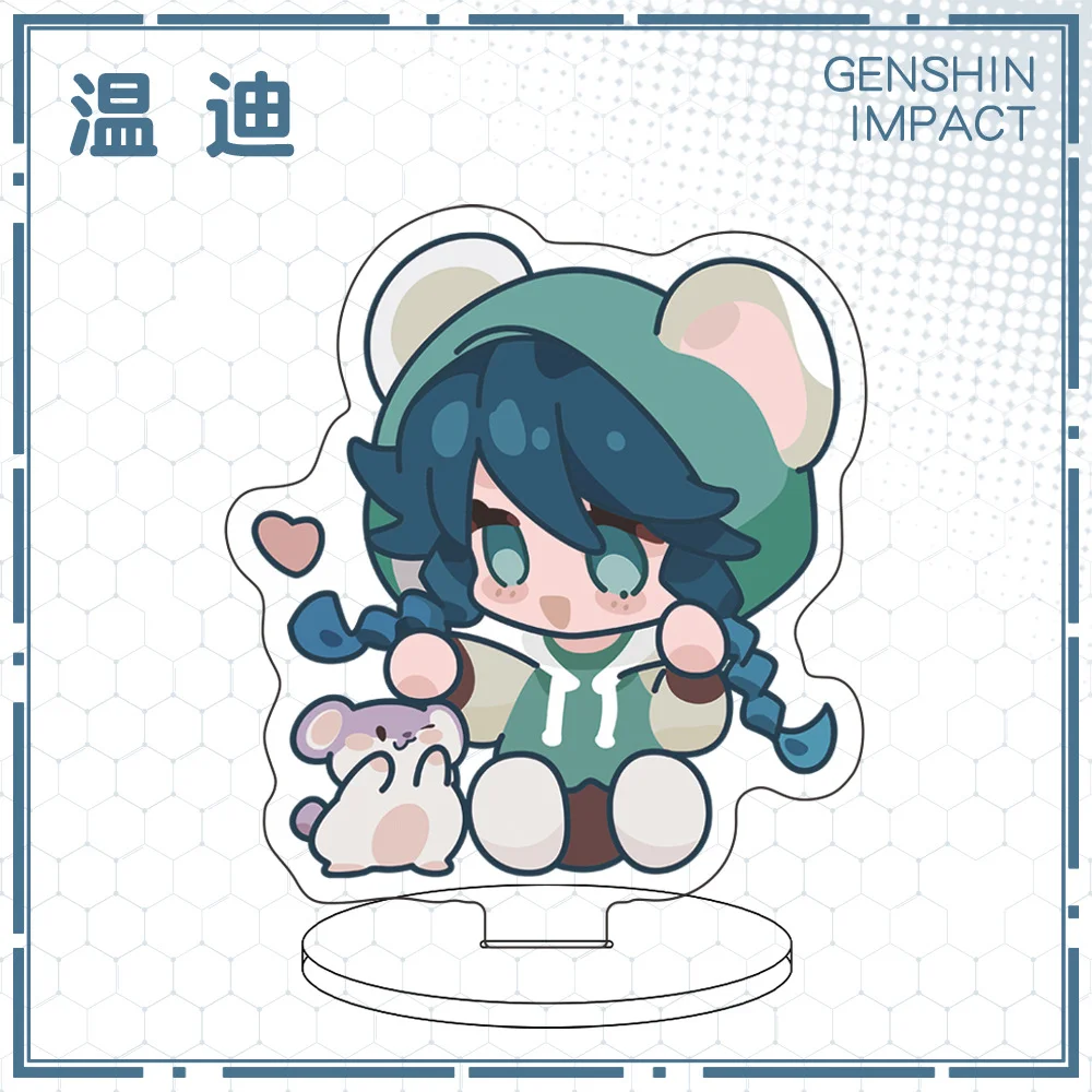 1Pc Anime Game Genshin Venti Neuvillette Xiao Mini Cute Standing Plates Desktop Decoration Acrylic Standing Plate Girl\'s Gifts