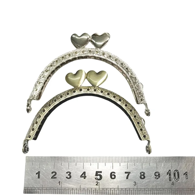 DIY Jewelry Accessories 8.5cm Antique Copper Silver Embossed Heart-shaped Head Luggage Handmade Material Mouth Gold In Stock