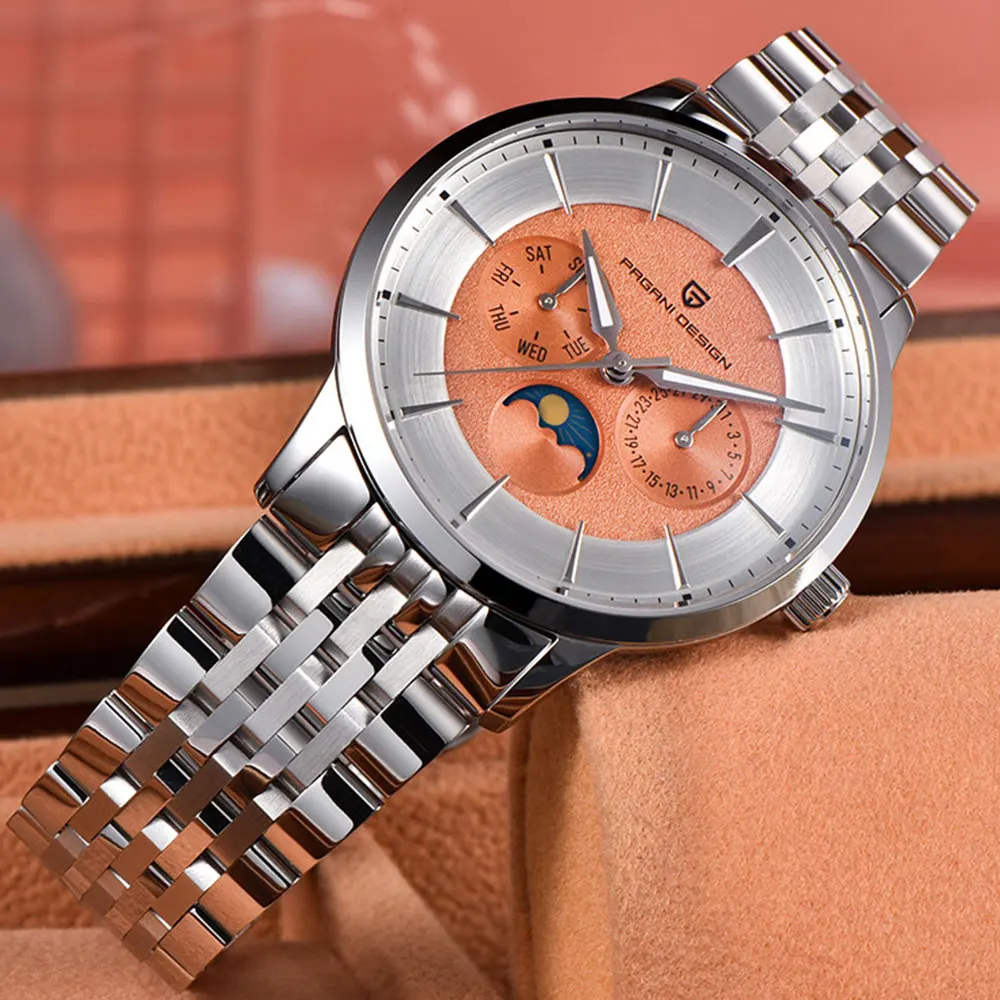 PAGANI DESIGN New 1795 Quartz Watch 40mm Men Wristwatch Stainless Steel 100M Waterproof Watch Multifunctional Watch for Men Gift