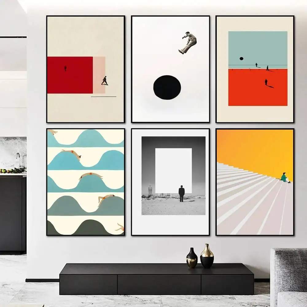 Figure Action Form Humorous Posture Nordic Style Poster And Prints Wall Art Pictures For Modern Bedroom Game Room Home Decor