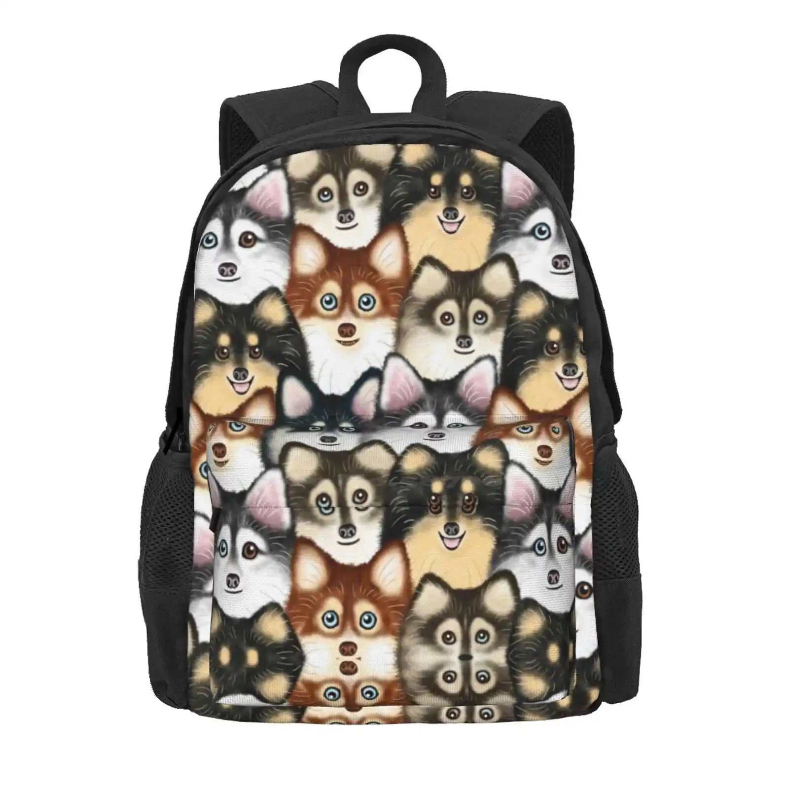 Pomsky Pattern Hot Sale Schoolbag Backpack Fashion Bags Puppy Pomeranian Husky Pomsky Mom Illucalliart Spitz Pomsky Owner