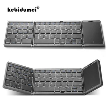 Bluetooth 5.1 Wireless Foldable Keyboard with Touchpad Rechargeable Portable Keyboards for Smartphone Android IOS Mac Windows