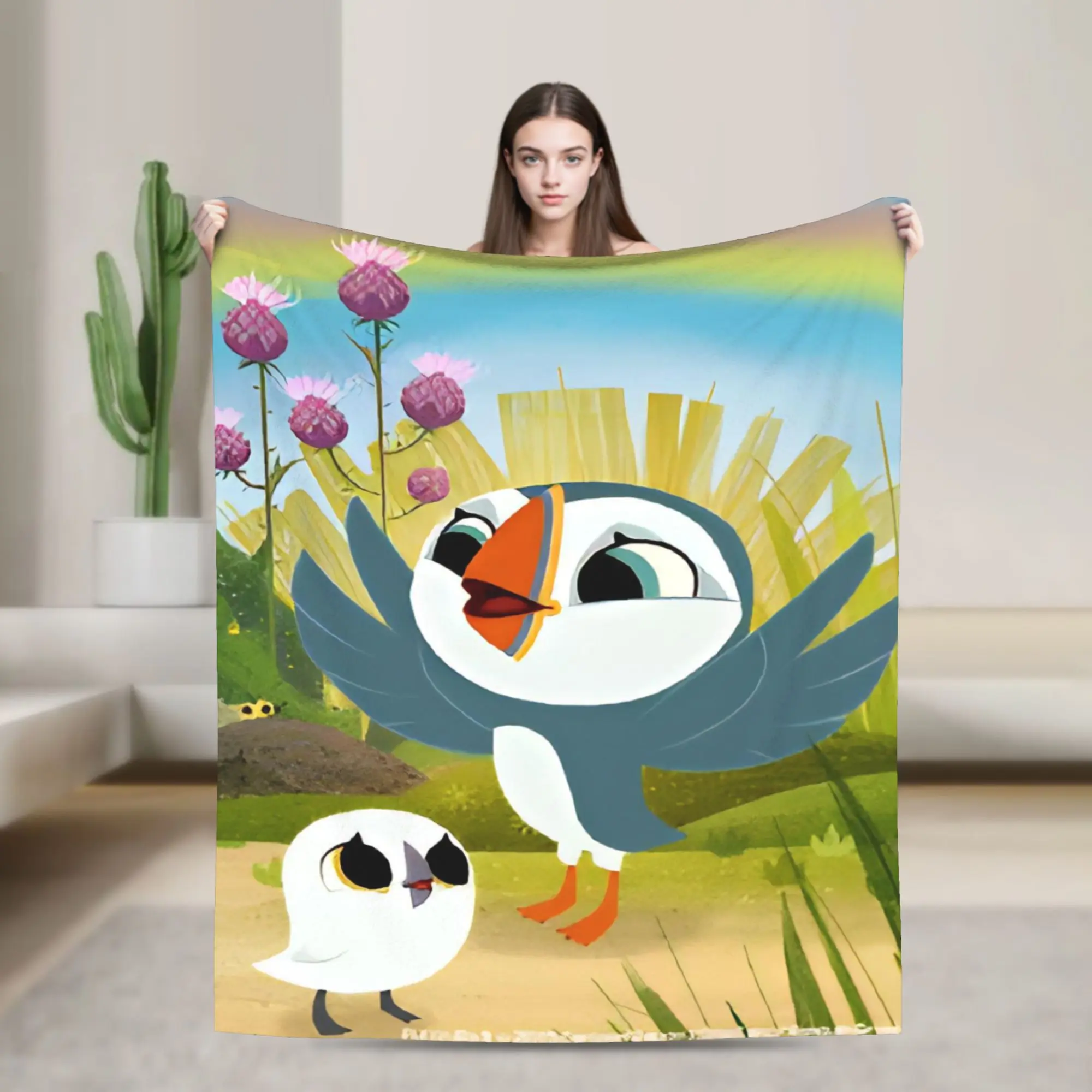 Puffin Rock Oona Baba  Blanket Fleece  Comfortable Super Soft Throw Blanket for Home Bedspread