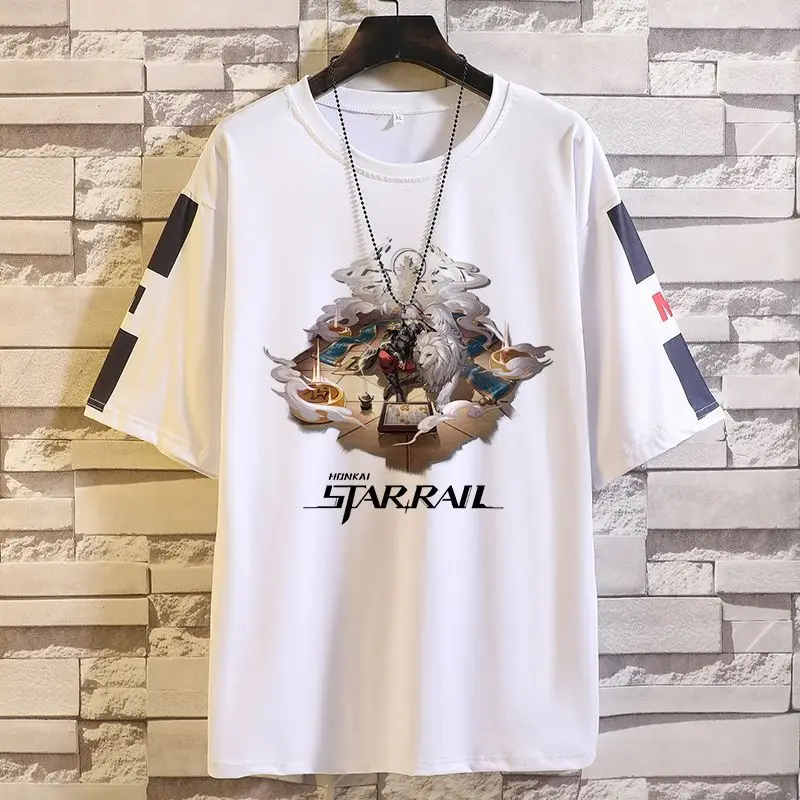 Honkai:Star Rail T-Shirts Nanook Aeons Aha Fuli Print Short-sleeved T-shirt Men Harajuku Couple Loose Streetwear Clothes Tops