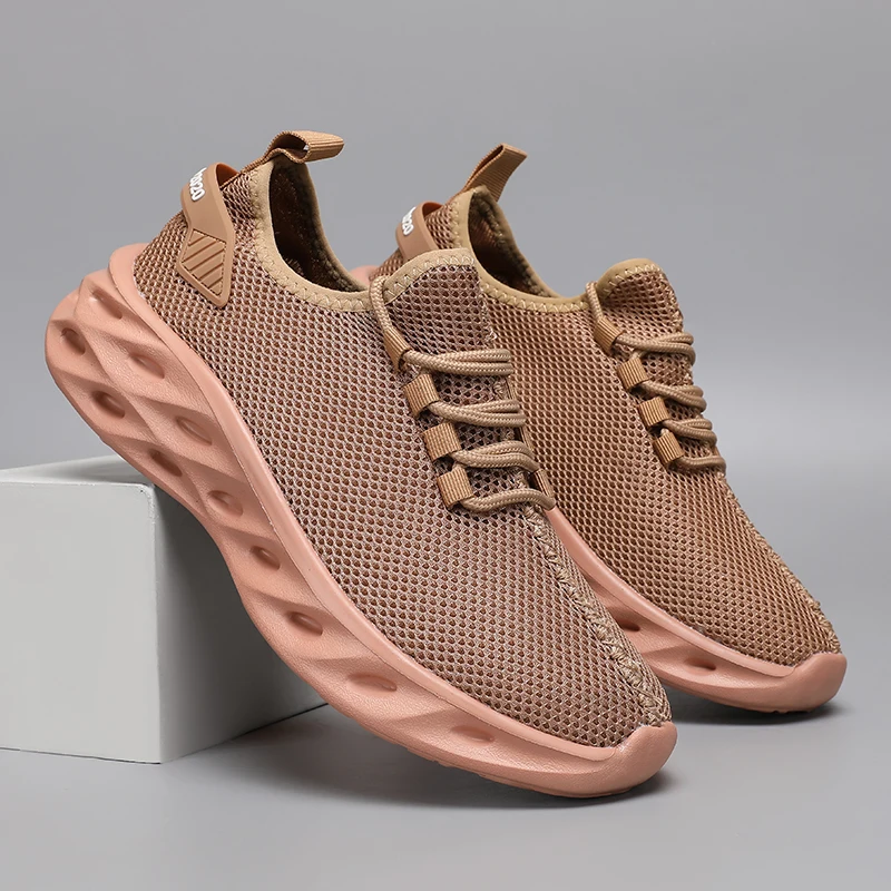 여름 남성 캐주얼 스포츠 신발 통기성 경량 운동화 야외 메쉬 블랙 운동화 운동 조깅 테니스 걷기