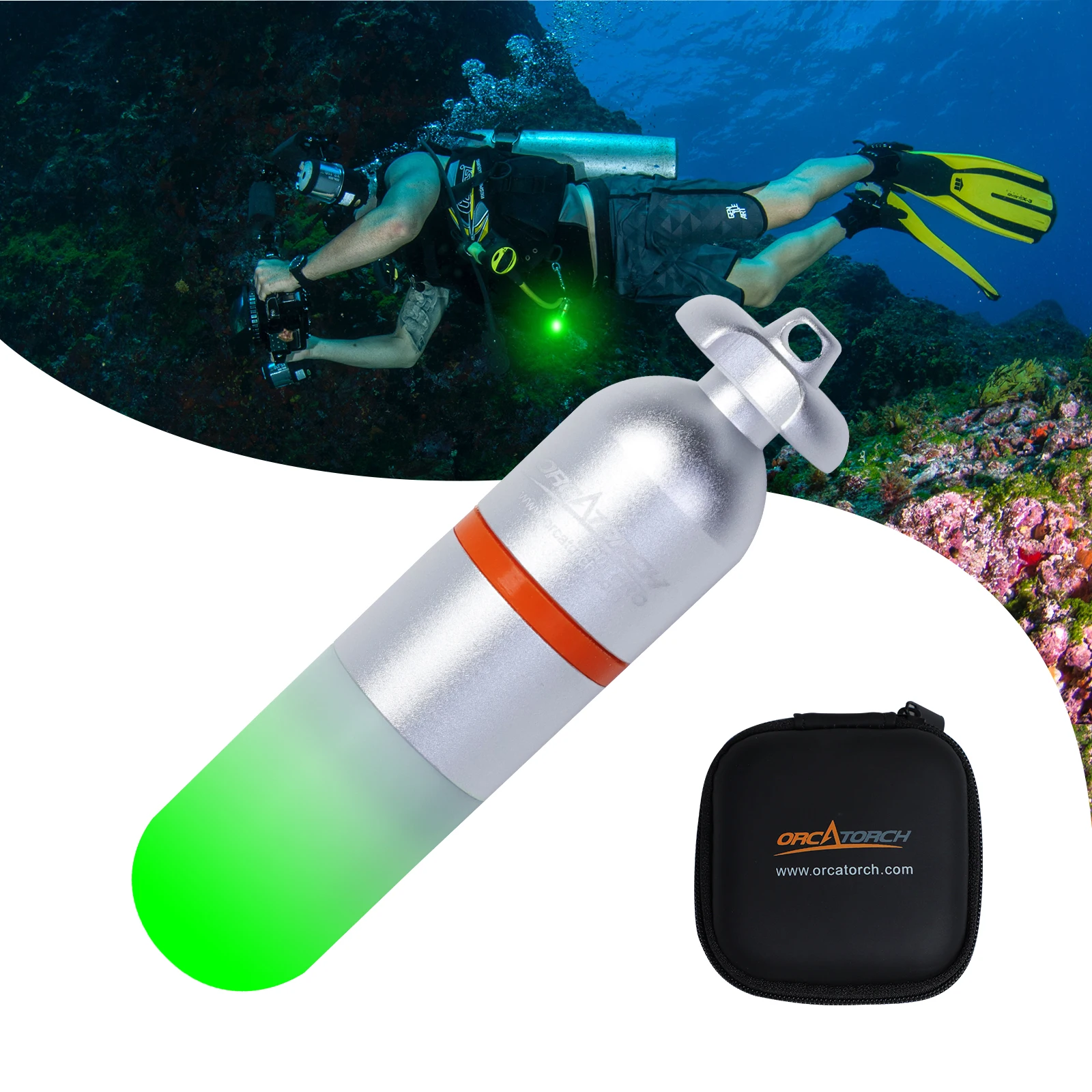 ORCATORCH SD01 PRO Scuba Diving Strobe Beacon Mini Glow Tank Dive Signal Light Underwater Lantern Night Flashing Marker Lights 