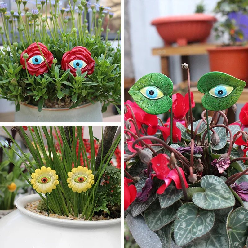 

6pcs/set Resin Eye Plug-in Garden Decor - Whimsical Micro Landscape Accessories for Plant Pots