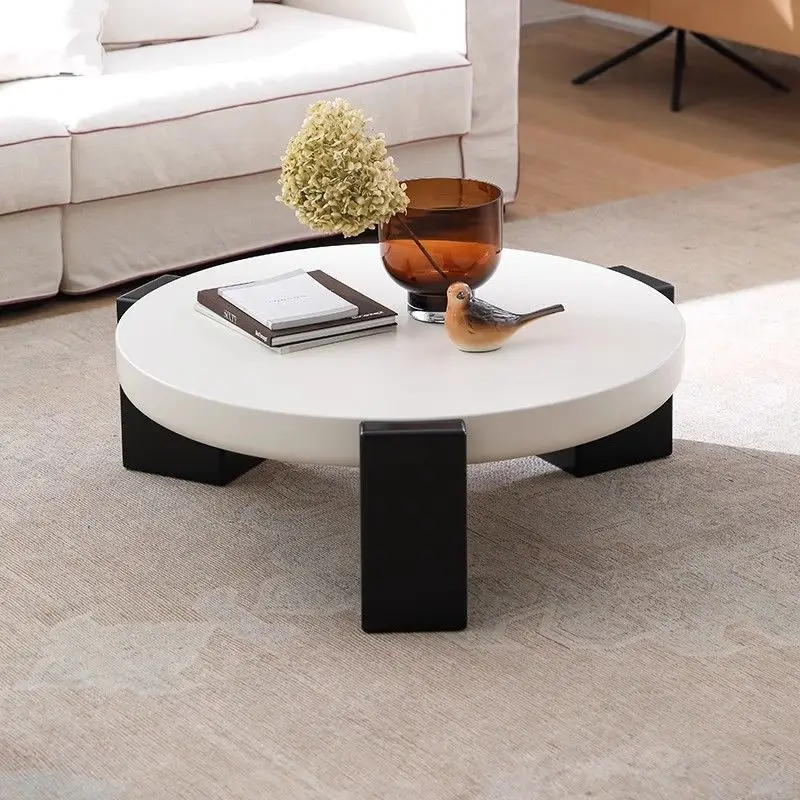 Creative small apartment cream round coffee table modern simple light luxury living room home combination