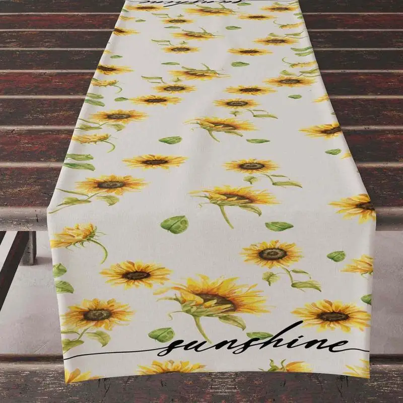 Yellow Sunshine Table Runner 13X72 Sunshine Sunflower Summer Table Runner Washable Table Cloth Durable Table Runner For Spring