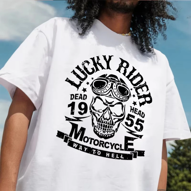

Футболка Skull Rider Motorcycle, 100% хлопок, футболка с круглым вырезом, модные мужские футболки с короткими рукавами, футболки с графическим рисунком