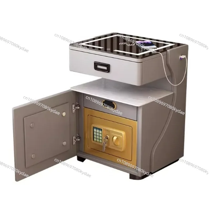 Home Smart Bedside Table Safe Integrated Bedroom Storage Cabinet Simple Modern Wireless Charging Safe with Light