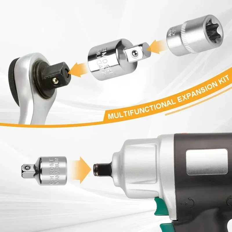 اسئلة وجع محول 1/2 دولاب الموازنة الكبير 3/8 متوسطة دولاب الموازنة مآخذ محول محول كم رئيس محول أداة إصلاح اليد سيارة