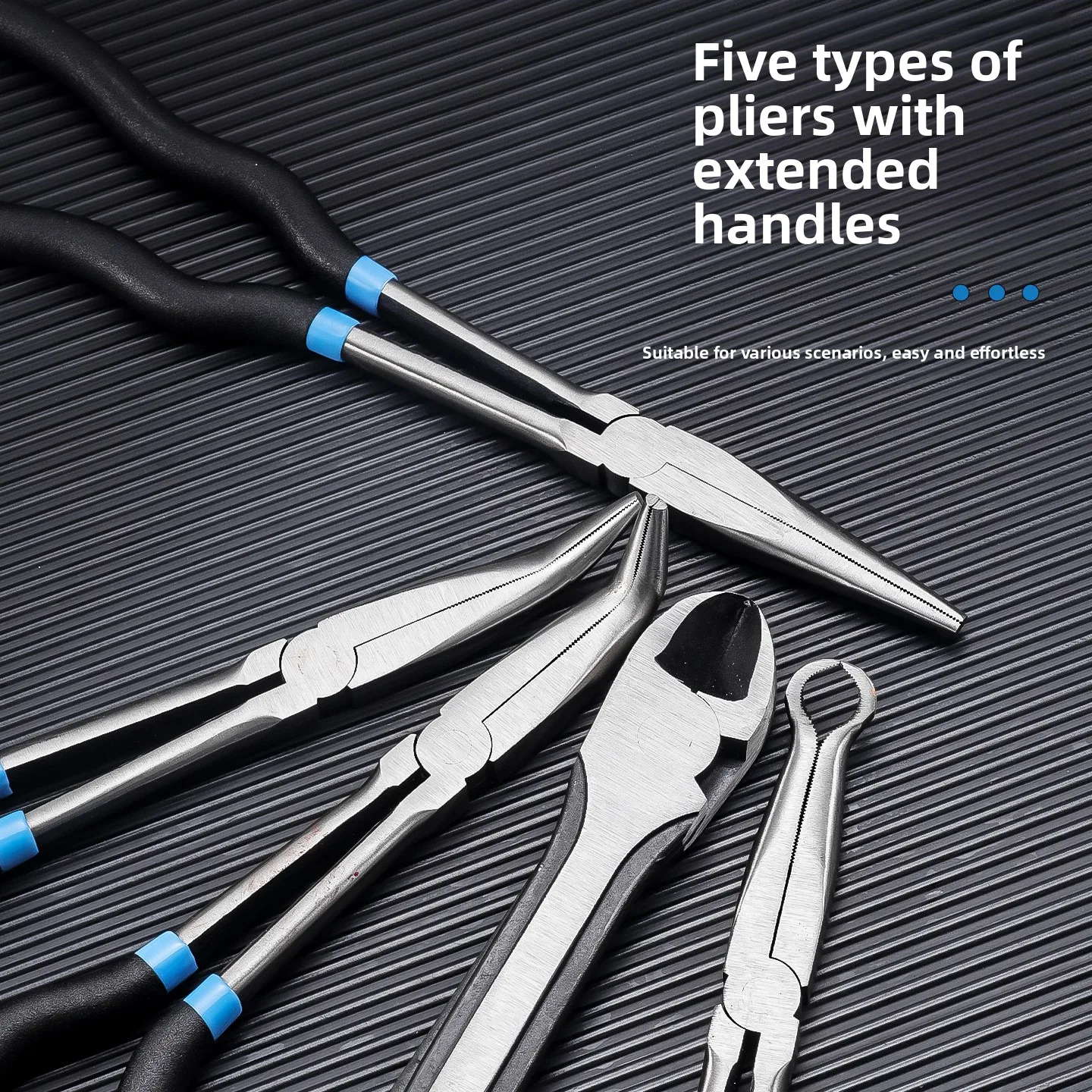 

Industrial-Grade Bent Extended Needle-Nose Pliers Set - 5-Piece High Carbon Steel Multifunctional Tool for Electrician Repairs