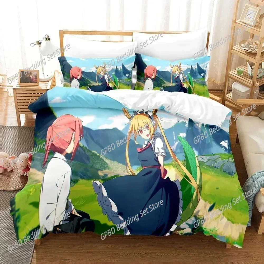 3D Printed Anime Miss Kobayashis Dragon Maid Kanna Comfortable Duvet Cover Pillowcase Bedding Set Children Bedroom Decoration