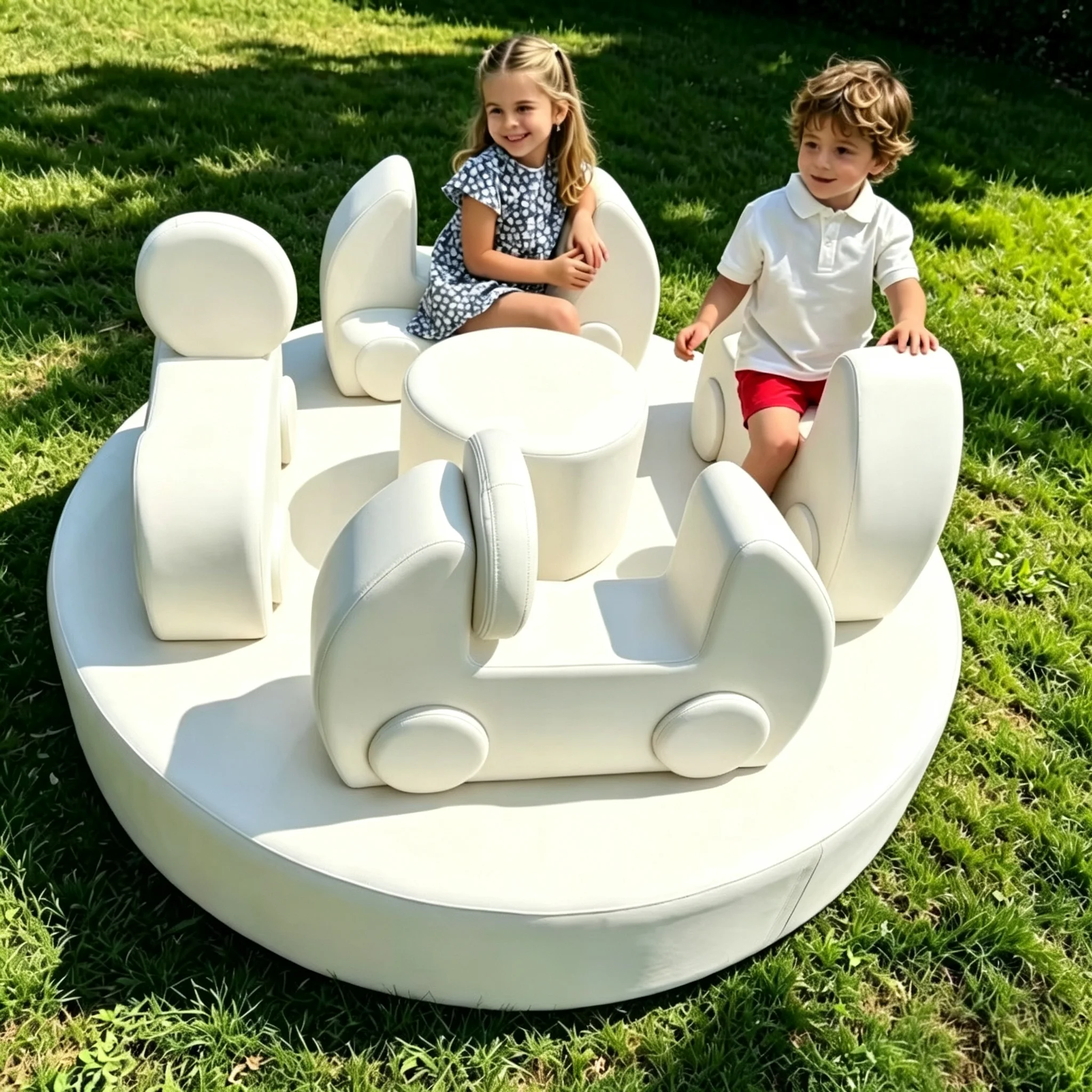Soft Play Area for Infant and Toddler Sensory Integration Training; White Inflatable Castle; Children's Play Area Equipment for