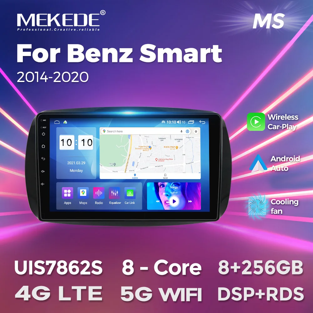 

MEKEDE 9 ''автомобильная интеллектуальная система автомобильный DVD мультимедийный плеер для Mercedes Smart 453 Fortwo 2014-2020 GPS Carplay авторадио стерео