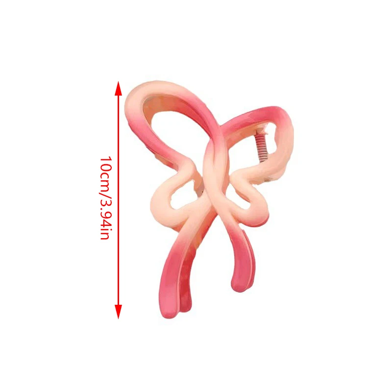 女性用プラスチックバタフライヘアクリップ,グラデーションカラー,リボン,カニヘアクリップ,ポニーテール,ヘアピン,帽子アクセサリー,ギフト