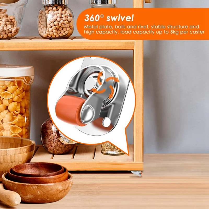 ABNO-0.5In Oval Plate Self-Adhesive Caster Wheels, 360° Swivel, Strong Nano Adhesive, 30 Lbs Load Capacity Per Caster 20Pack